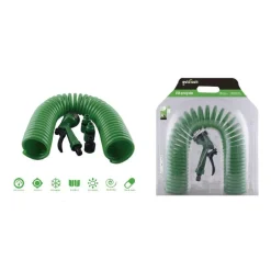 TUBO FLESSIBILE SPIRALE MOLLA 10 MT CON PISTOLA INNAFFIARE GIARDINO POMPA 57518
