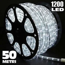 TUBO LUMINOSO 1200 LED 50 MT BIANCO FREDDO USO ESTERNO CONTROLLER 8 GIOCHI LUCE