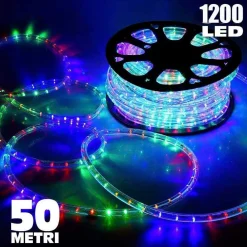 TUBO LUMINOSO 1200 LED 50 MT MULTICOLOR USO ESTERNO CONTROLLER 8 GIOCHI LUCE