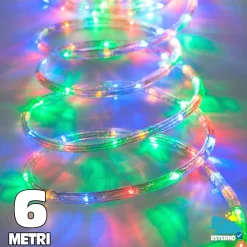 TUBO LUMINOSO A 108 LED PER ESTERNO 6 METRI DI LUCI MULTICOLOR CON CONTROLLER