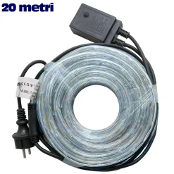 TUBO LUMINOSO NATALIZIO 20 MT LED BIANCO FREDDO CONTROLLER 8 FUNZIONI X ESTERNO