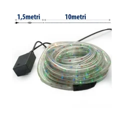TUBO LUMINOSO NATALIZIO 10 METRI MULTICOLOR 240 LUCI CON CONTROLLER 8 FUNZIONI