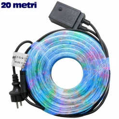 TUBO LUMINOSO NATALIZIO 20 METRI LED MULTICOLOR CONTROLLER 8 FUNZIONI X ESTERNO
