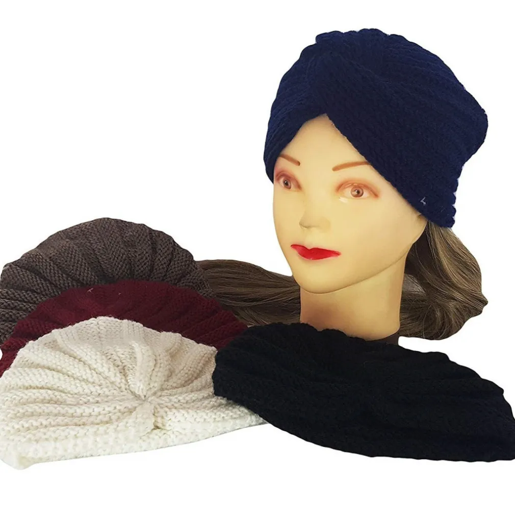 TURBANTE LANA ANNODATA CAPPELLO FASCIA ELASTICA RETRO FERMA CAPELLI ACCESSORI