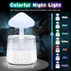 UMIDIFICATORE NUVOLA DI PIOGGIA DIFFUSORE OLI ESSENZIALI AROMATERAPIA CON 7 LUCI