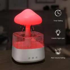 UMIDIFICATORE NUVOLA DI PIOGGIA DIFFUSORE OLI ESSENZIALI AROMATERAPIA CON 7 LUCI