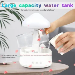 UMIDIFICATORE NUVOLA DI PIOGGIA DIFFUSORE OLI ESSENZIALI AROMATERAPIA CON 7 LUCI