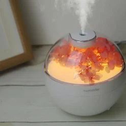 UMIDIFICATORE PER AMBIENTE AROMATERAPIA OLI ESSENZIALI USB CON FIORI PROFUMATORE