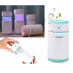 UMIDIFICATORE ULTRASUONI LED CASA AUTO PURIFICATORE ARIA MINI PORTATILE 200ML