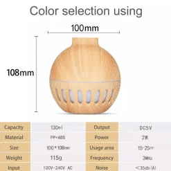 UMIDIFICATORE ULTRASUONI DIFFUSORE DI AROMI OLI ESSENZIALI PER AROMATERAPIA ANF1