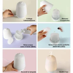 UMIDIFICATORE USB LAMPADA BIANCO CALDA A750 100ML AROMATERAPIA