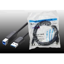 USB 3.0 AM - BM 3 METRI CAVO MASCHIO PC STAMPANTE VIDEOCAMERA MAXTECH CA-3BM3M