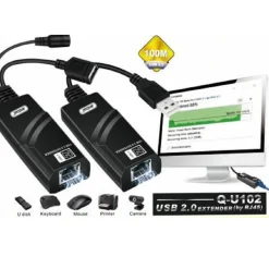 USB 2.0 EXTENDER RJ45 2 POSIZIONI ESTENSIONE FINO A 100M VELOCITÀ 480MBPS Q-U102
