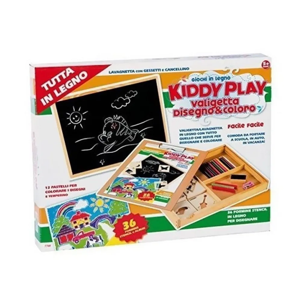 VALIGETTA PRIMI DISEGNI IN LEGNO CON ACCESSORI PER IL DISEGNO PER BAMBINI 5+ANNI