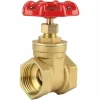 VALVOLA A SARACINESCA IN OTTONE DA 3/4 FILETTA RUOTA ROTELLA ROSSA A VALVOLA
