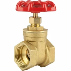 VALVOLA A SARACINESCA IN OTTONE DA 3/4 FILETTA RUOTA ROTELLA ROSSA A VALVOLA