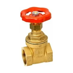 VALVOLA A SARACINESCA IN OTTONE DA 3/4 FILETTA RUOTA ROTELLA ROSSA A VALVOLA