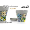 VASO CON SOTTOVASO GIARDINO IN PLASTICA DECORO MEDÌ 26X23 CM PIANTE FIORI 845413