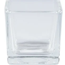 VASO CUBO 6x6x6CM CRISTALLO TRASPARENTE VETRO CANDELA CONFETTI PORTAFIORI PIANTA
