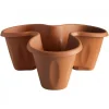 VASO TESTA TRIFOGLIO 40X16CM IN PLASTICA COLORE TERRACOTTA SOVRAPPONIBILE PIANTE