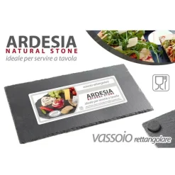 VASSOIO ARDESIA NATURAL STONE PIATTO RETTANGOLARE PORTATA TAVOLA 40X20 CM 752216