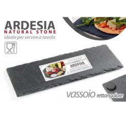 VASSOIO ARDESIA NATURAL STONE PIATTO RETTANGOLARE 30X10 CM PORTATA TAVOLA 752193