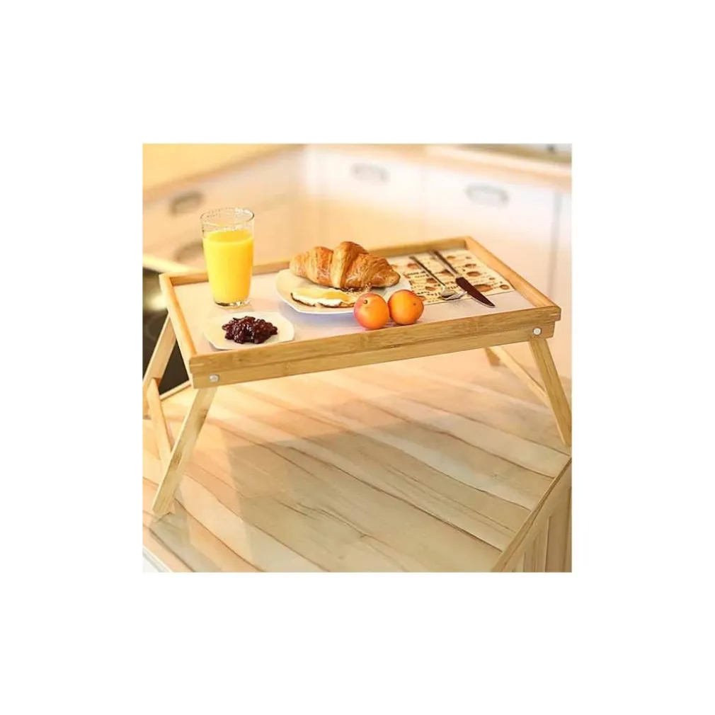 VASSOIO DA LETTO PIEGHEVOLE IN LEGNO DI BAMBU' BAMBOO RICHIUDIBILE 50 X 30 CM