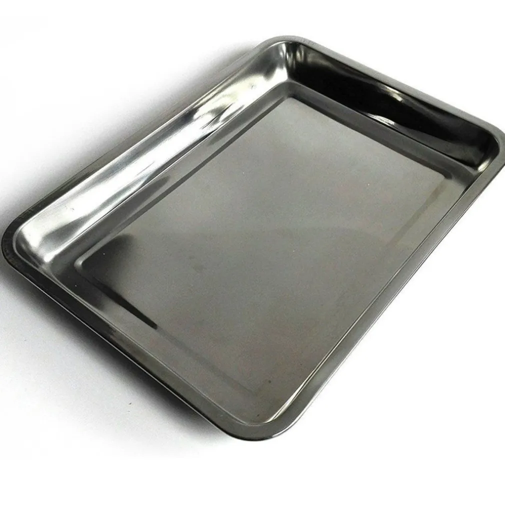VASSOIO GUANTIERA IN ACCIAIO INOX RETTANGOLARE PORTATA CUCINA MISURE 36X27X4,8CM