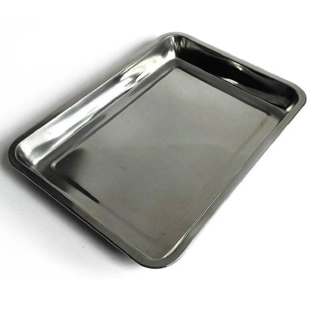 VASSOIO GUANTIERA RETTANGOLARE IN ACCIAIO INOX PORTATA CUCINA 32 X 22 X 4,8 CM