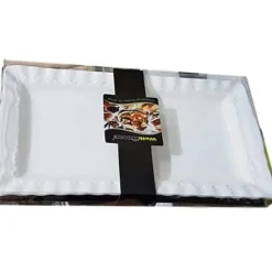 VASSOIO IN CERAMICA BIANCO PIATTO DA PORTATA RETTANGOLARE DIM. 31,5X17,5CM BAR