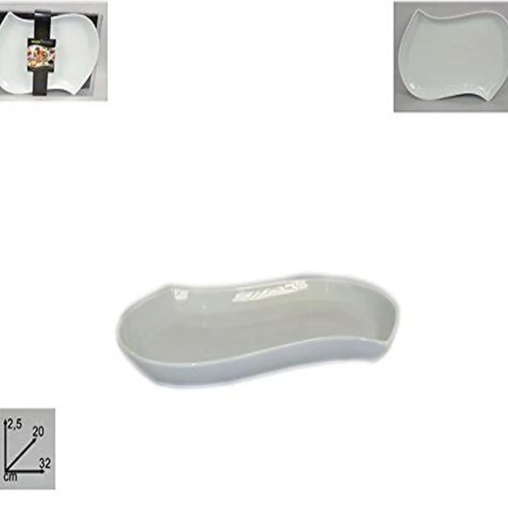 VASSOIO IN CERAMICA BIANCO ONDULATO 32X20 CM PIATTO DA PORTATA PER ANTIPASTI