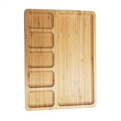 VASSOIO PIATTO CON DIVISIONI SCOMPARTI 6 COMPARTI IN BAMBU RETTANGOLARE 32X24 CM