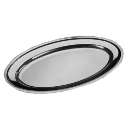 VASSOIO PIATTO OVALE IN ACCIAIO INOX PORTATA CUCINA DIAMETRO 40CM