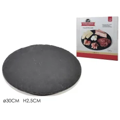 VASSOIO TONDO IN ARDESIA GIREVOLE TAGLIERE NERO Ø30CM PIETRA NATURALE DA SUSHI RISTORANTE