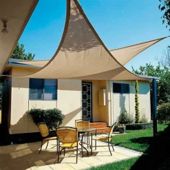 VELA TELO PARASOLE 5X5MT TENDA TRIANGOLARE OMBREGGIANTE GIARDINO TESSUTO COLORE