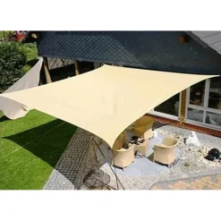 VELA TENDA QUADRATA PARASOLE PROTEZIONE SOLE OMBREGGIATURA GIARDINO 3X3MT BEIGE 017029