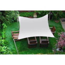VELA TENDA QUADRATA PARASOLE PROTEZIONE SOLE OMBREGGIATURA GIARDINO 3X3MT BIANCA 017035
