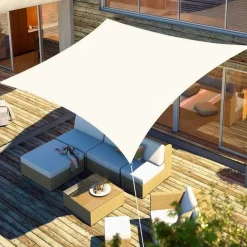 VELA TENDA QUADRATA PARASOLE PROTEZIONE SOLE OMBREGGIATURA GIARDINO 3X3MT BIANCA 017035