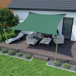 VELA TENDA QUADRATA PARASOLE PROTEZIONE SOLE OMBREGGIATURA GIARDINO 3X3MT VERDE 017032