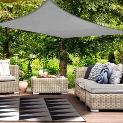 VELA TENDA QUADRATA PARASOLE PROTEZIONE SOLE OMBREGGIATURA GIARDINO 3X3MT GRIGIO 222584