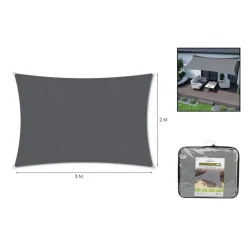VELA TENDA RETTANGOLARE PARASOLE PROTEZIONE SOLE OMBRA GIARDINO 2X3 MT GRIGIO 222583