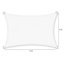 VELA TENDA RETTANGOLARE PARASOLE PROTEZIONE SOLE OMBRA GIARDINO 3X4 MT BIANCA 017036