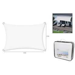 VELA TENDA RETTANGOLARE PARASOLE PROTEZIONE SOLE OMBRA GIARDINO 3X4 MT BIANCA 017036