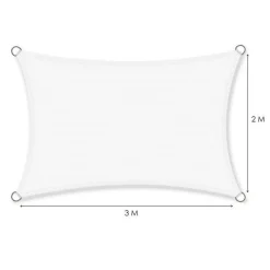 VELA TENDA RETTANGOLARE PARASOLE PROTEZIONE SOLE OMBRA GIARDINO 2X3MT BIANCA 017034
