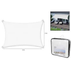 VELA TENDA RETTANGOLARE PARASOLE PROTEZIONE SOLE OMBRA GIARDINO 2X3MT BIANCA 017034