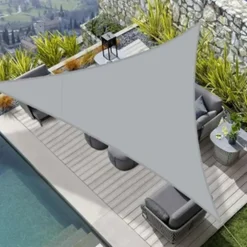 VELA TENDA TRIANGOLARE PARASOLE PROTEZIONE SOLE OMBRA GIARDINO 3.6X3.6X3.6MT GRIGIO 222569