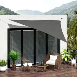 VELA TENDA TRIANGOLARE PARASOLE PROTEZIONE SOLE OMBRA GIARDINO 3.6X3.6X3.6MT GRIGIO 222569