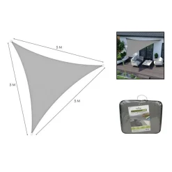 VELA TENDA TRIANGOLARE PARASOLE PROTEZIONE SOLE OMBRA GIARDINO 5X5X5 MT GRIGIO 222570