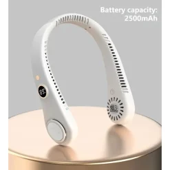 VENTILATORE DA COLLO PORTATILE DISPLAY 5 LIVELLI VELOCITÀ RICARICABILE USB SPORT