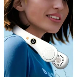 VENTILATORE DA COLLO PORTATILE DISPLAY 5 LIVELLI VELOCITÀ RICARICABILE USB SPORT